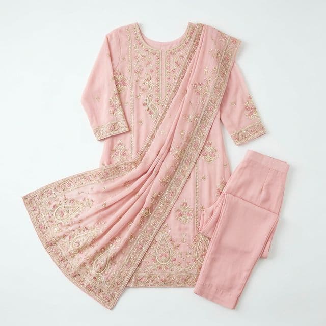 পিংক শিফন সালোয়ার কামিজ