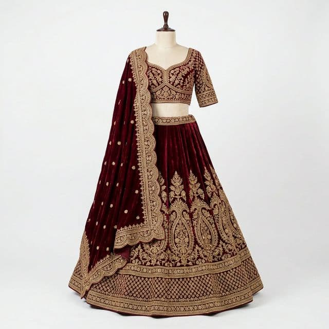 মেরুন ব্রাইডাল লেহেঙ্গা